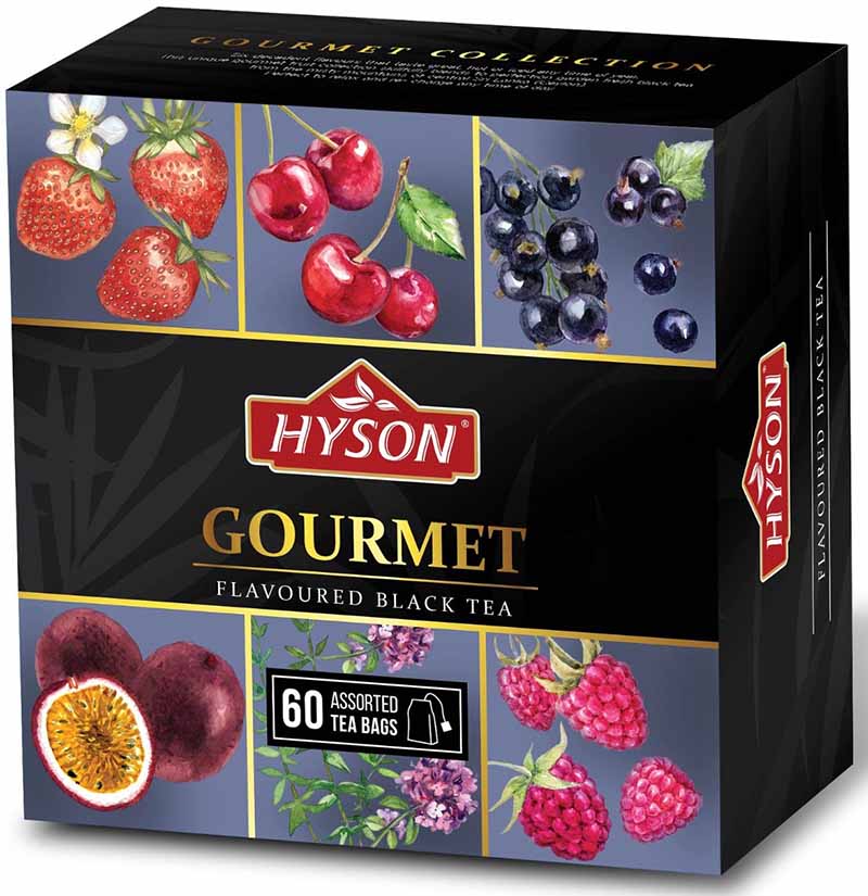 Чай Hyson Gourmet / Хайсон Гурмэ черный пакетированный 6 ароматов, 60 пакетов, Шри-Ланка