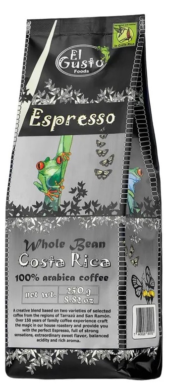 El Gusto Espresso / Эль Густо Эспрессо кофе в зернах, пакет 250 грамм, Коста-Рика