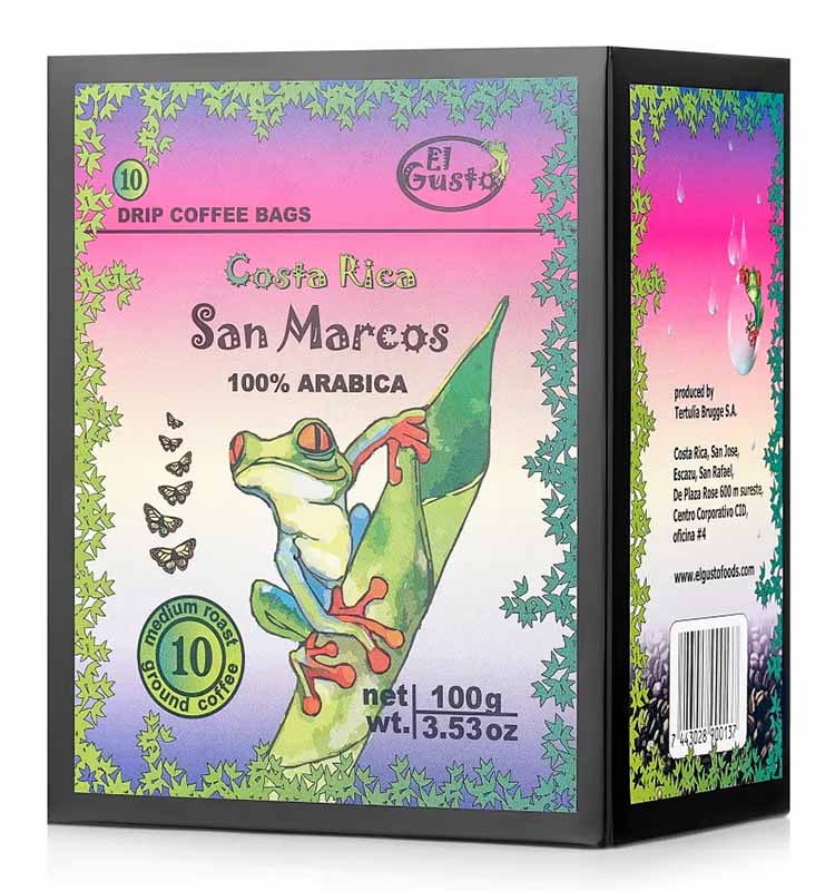 El Gusto San Marcos / Эль Густо Сан Маркос кофе молотый средняя обжарка в дрип(фильтр)-пакетах 10*10 грамм, 100 грамм, Коста-Рика