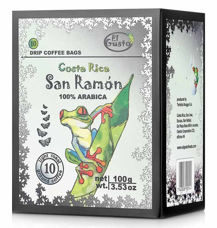 El Gusto San Ramon / Эль Густо Сан Рамон кофе молотый светлая обжарка в дрип(фильтр)-пакетах 10*10 грамм, 100 грамм, Коста-Рика