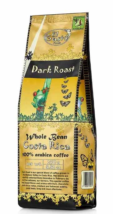 El Gusto Dark Roast / Эль Густо Темная Обжарка кофе в зернах, пакет 250 грамм, Коста-Рика